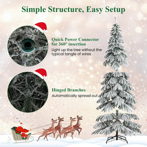 9 Feet Pre-Lit Artificial Xmas Tree Hinged Xmas Tree with Quick Power Connectors view 9
