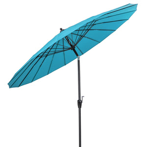 9 Feet Round Patio Umbrella with 18 Fiberglass Ribs-Turquoise view 4