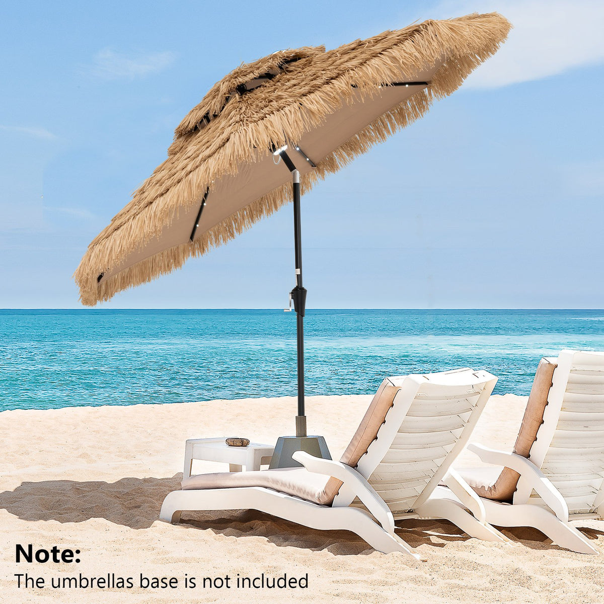 9 Feet Solar Powered Thatched Tiki Patio Umbrella with Led Lights view 2