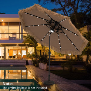 9 Feet Solar Powered Thatched Tiki Patio Umbrella with Led Lights view 3