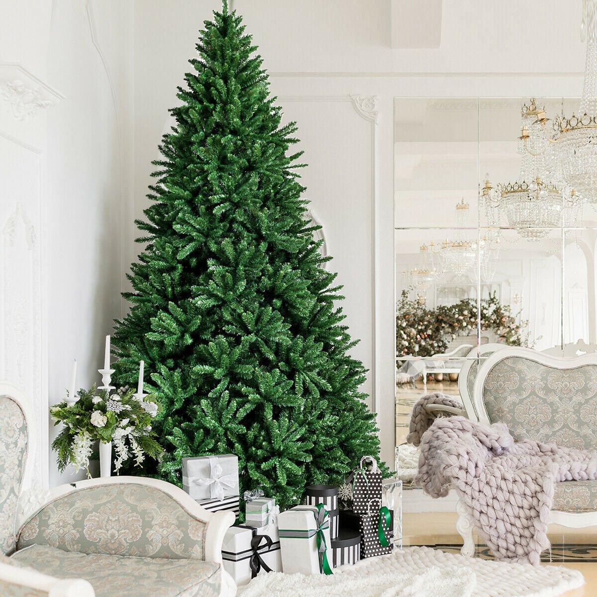 9 Feet Hinged Premium Artificial PVC Christmas Tree with Solid Metal Stand view 2