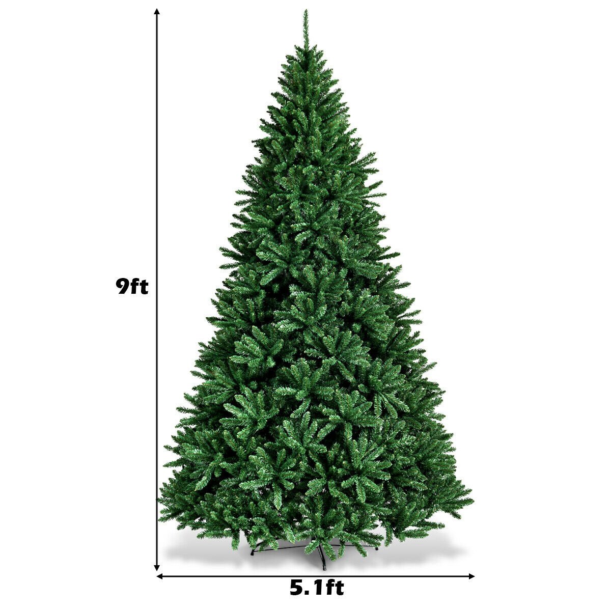 9 Feet Hinged Premium Artificial PVC Christmas Tree with Solid Metal Stand view 4