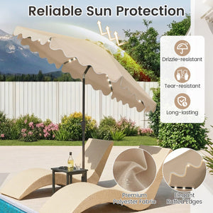 9 FT Outdoor Patio Umbrella with Solar LED Lights and Weighted Base-Brown view 6