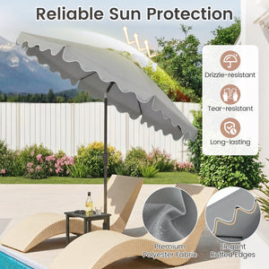 9 FT Outdoor Patio Umbrella with Solar LED Lights and Weighted Base-Gray view 6