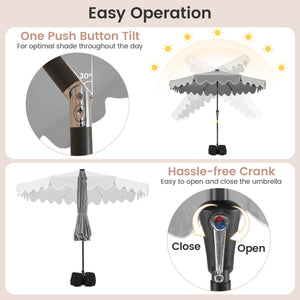 9 FT Outdoor Patio Umbrella with Solar LED Lights and Weighted Base-Gray view 8