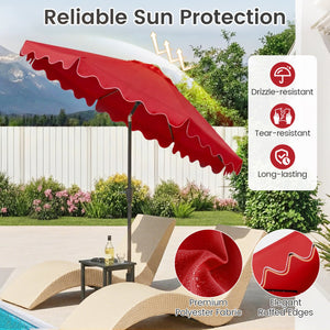 9 FT Outdoor Patio Umbrella with Solar LED Lights and Weighted Base-Red view 6