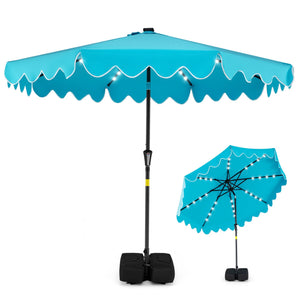 9 FT Outdoor Patio Umbrella with Solar LED Lights and Weighted Base-Turquoise view 4