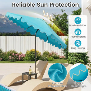 9 FT Outdoor Patio Umbrella with Solar LED Lights and Weighted Base-Turquoise view 6