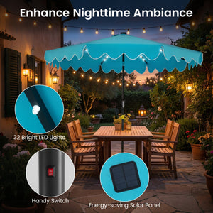 9 FT Outdoor Patio Umbrella with Solar LED Lights and Weighted Base-Turquoise view 7