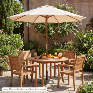 9 FT Patio Umbrella Outdoor Table Market Umbrella with 8 Sturdy Bamboo Ribs-Beige view 5