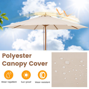 9 FT Patio Umbrella Outdoor Table Market Umbrella with 8 Sturdy Bamboo Ribs-Beige view 7