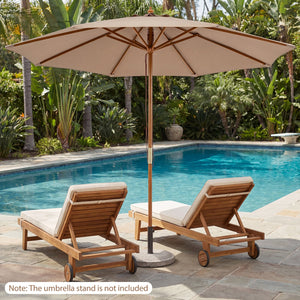 9 FT Patio Umbrella Outdoor Table Market Umbrella with 8 Sturdy Bamboo Ribs-Brown view 3