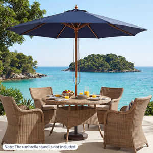 9 FT Patio Umbrella Outdoor Table Market Umbrella with 8 Sturdy Bamboo Ribs-Navy view 2