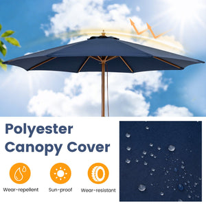 9 FT Patio Umbrella Outdoor Table Market Umbrella with 8 Sturdy Bamboo Ribs-Navy view 7