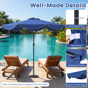 9 FT Patio Umbrella with Crank Handle and Push Button Tilt-Navy view 3
