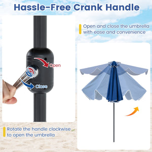 9 FT Patio Umbrella with Crank Handle and Push Button Tilt-Navy view 9
