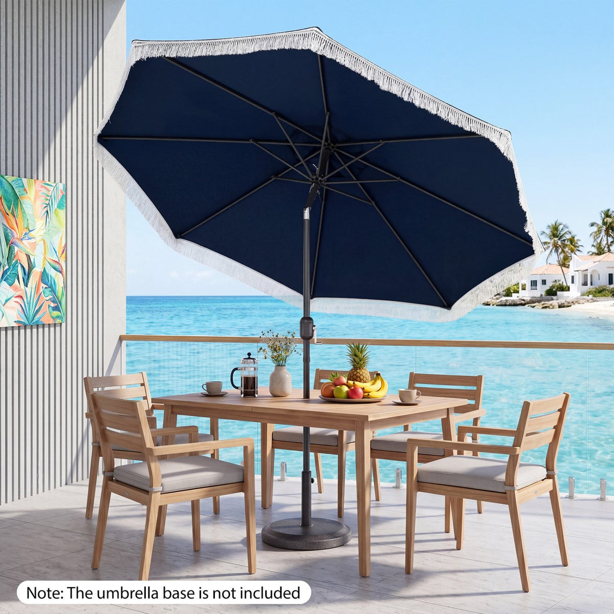 9 FT Patio Umbrella with Sun-Protective Canopy for Patio Garden Pool-Navy view 3