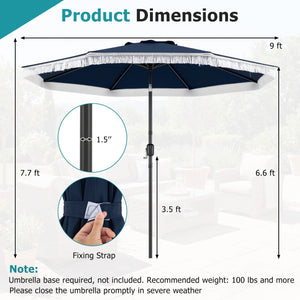 9 FT Patio Umbrella with Sun-Protective Canopy for Patio Garden Pool-Navy view 5
