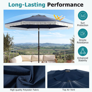 9 FT Patio Umbrella with Sun-Protective Canopy for Patio Garden Pool-Navy view 7