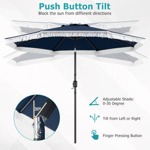 9 FT Patio Umbrella with Sun-Protective Canopy for Patio Garden Pool-Navy view 8