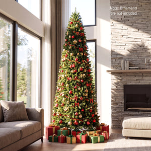9 FT Pencil Alpine Christmas Tree with 1345 Full Branch Tips and 550 Dual-Color LED Lights view 2