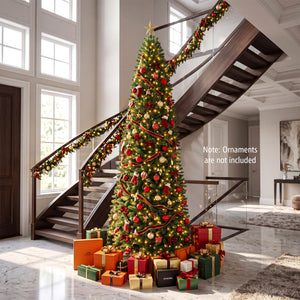 9 FT Pencil Alpine Christmas Tree with 1345 Full Branch Tips and 550 Dual-Color LED Lights view 3