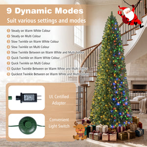 9 FT Pencil Alpine Christmas Tree with 1345 Full Branch Tips and 550 Dual-Color LED Lights view 8