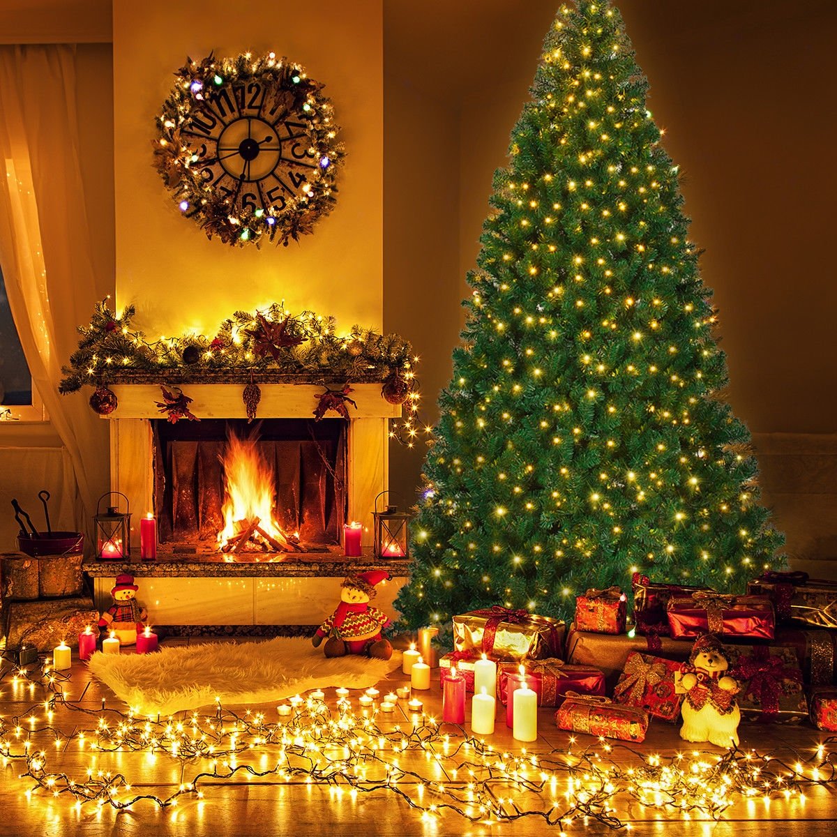 9 Feet Pre-Lit PVC Artificial Christmas Tree with 700 LED Lights view 6