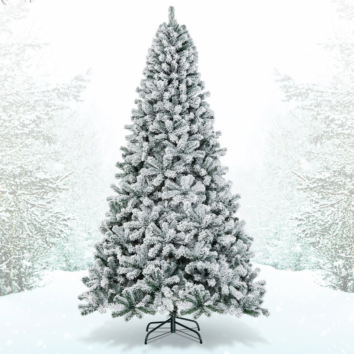 9 Feet Artificial Christmas Tree with Premium Snow Flocked Hinged view 3