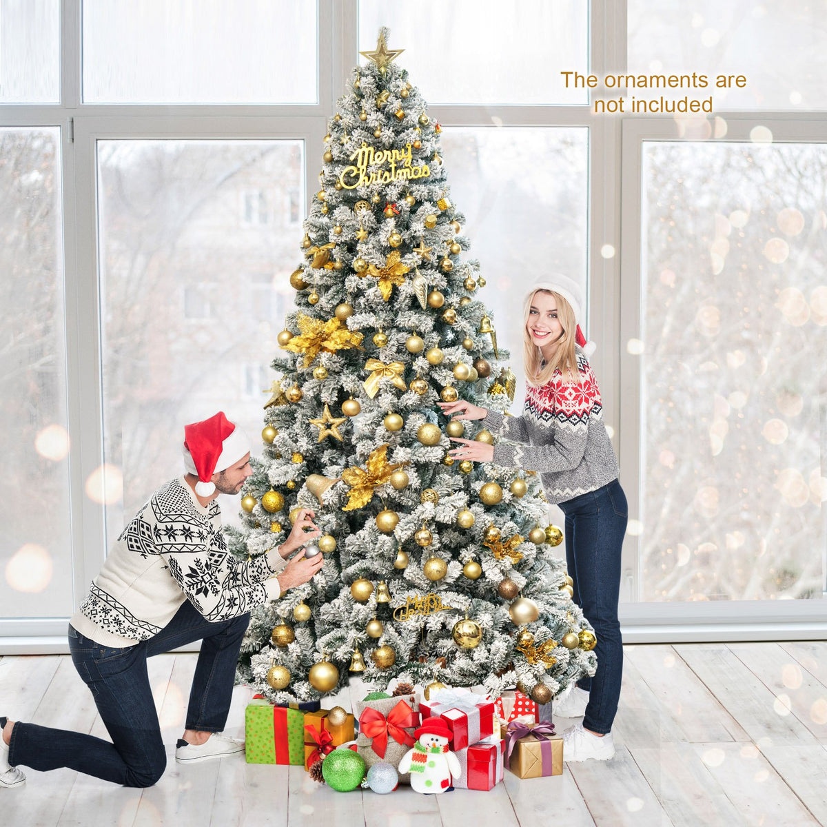 9 Feet Artificial Christmas Tree with Premium Snow Flocked Hinged view 4