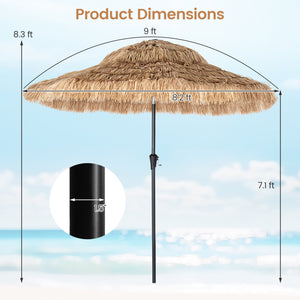 9 FT Solar Thatched Tiki Umbrella with 96 Multi-colored Flowing Lights and 12 Modes-Beige view 5