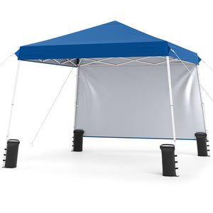 9 ft x 9 ft, Pop Up Canopy Tent with 8 Ground Stakes 4 Wind Ropes and Carry Bag, for Outdoor Party-Blue