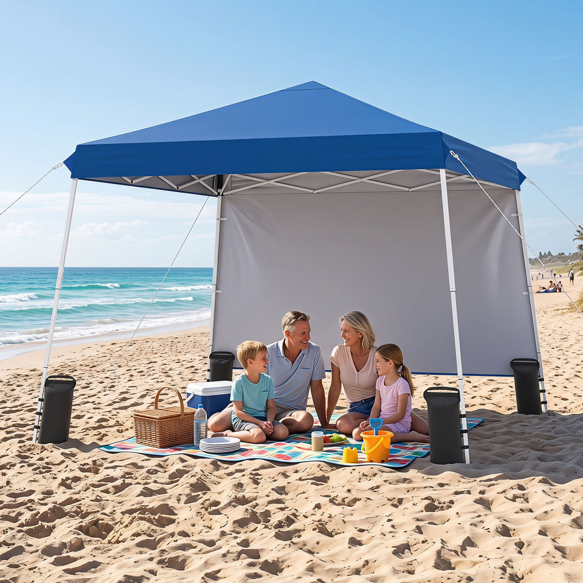 9 ft x 9 ft, Pop Up Canopy Tent with 8 Ground Stakes 4 Wind Ropes and Carry Bag, for Outdoor Party-Blue view 2