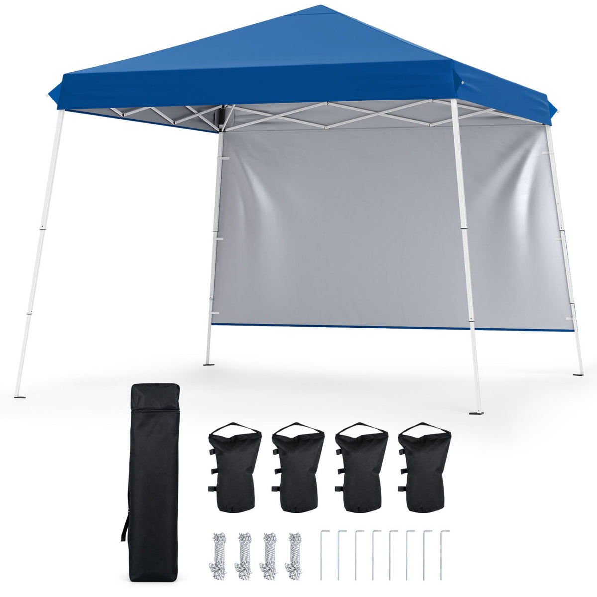 9 ft x 9 ft, Pop Up Canopy Tent with 8 Ground Stakes 4 Wind Ropes and Carry Bag, for Outdoor Party-Blue view 4