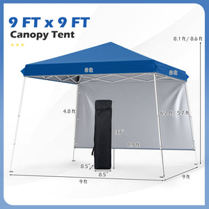 9 ft x 9 ft, Pop Up Canopy Tent with 8 Ground Stakes 4 Wind Ropes and Carry Bag, for Outdoor Party-Blue view 5