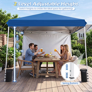 9 ft x 9 ft, Pop Up Canopy Tent with 8 Ground Stakes 4 Wind Ropes and Carry Bag, for Outdoor Party-Blue view 7