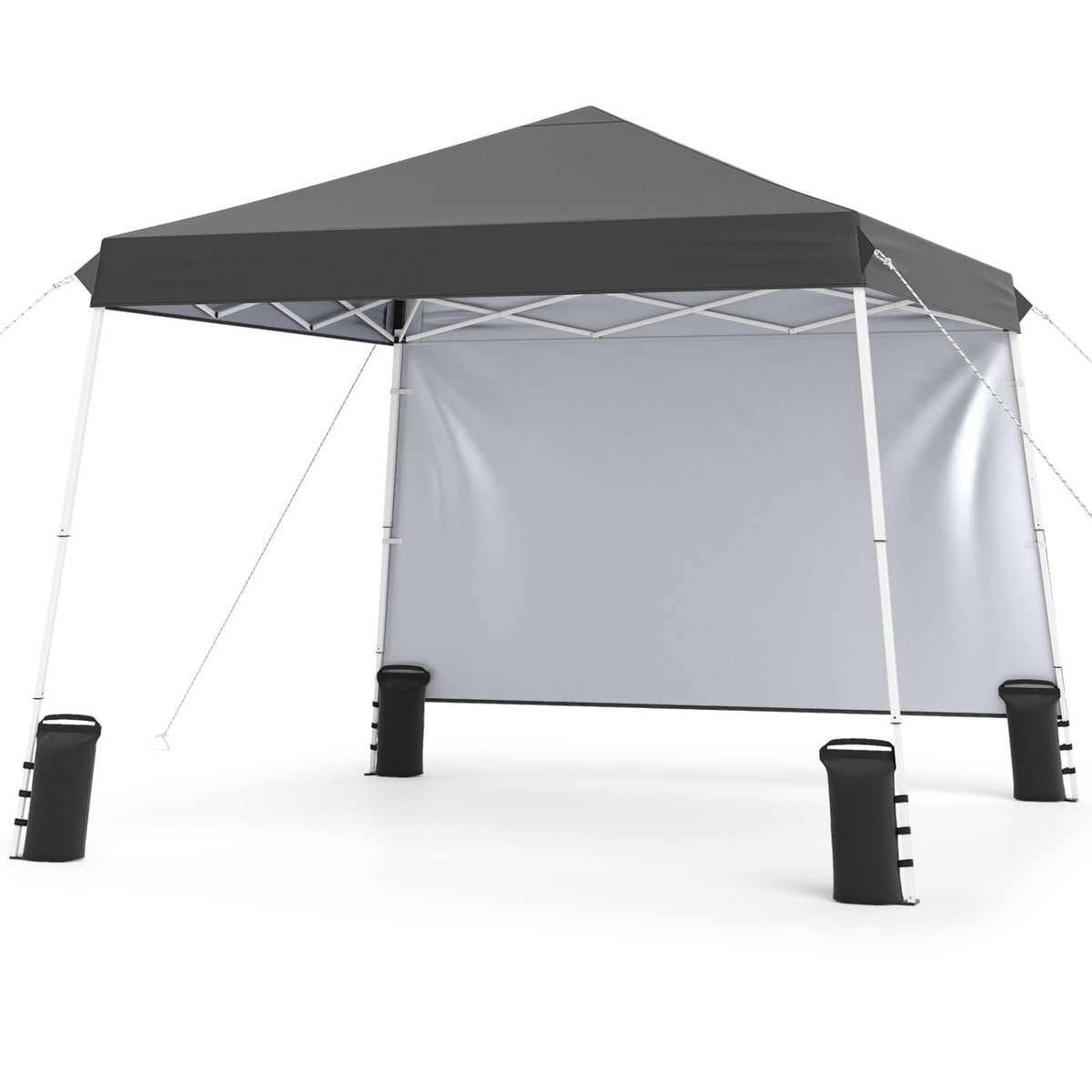 9 ft x 9 ft, Pop Up Canopy Tent with 8 Ground Stakes 4 Wind Ropes and Carry Bag, for Outdoor Party-Gray