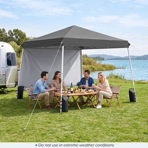 9 ft x 9 ft, Pop Up Canopy Tent with 8 Ground Stakes 4 Wind Ropes and Carry Bag, for Outdoor Party-Gray view 3