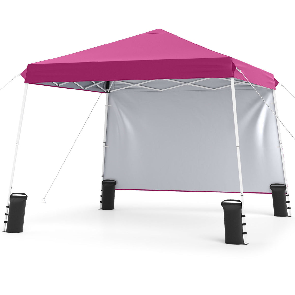 9 ft x 9 ft, Pop Up Canopy Tent with 8 Ground Stakes 4 Wind Ropes and Carry Bag, for Outdoor Party-Pink