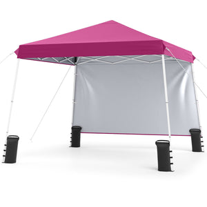 9 ft x 9 ft, Pop Up Canopy Tent with 8 Ground Stakes 4 Wind Ropes and Carry Bag, for Outdoor Party-Pink