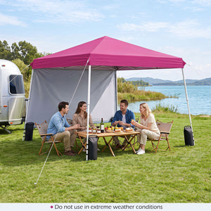 9 ft x 9 ft, Pop Up Canopy Tent with 8 Ground Stakes 4 Wind Ropes and Carry Bag, for Outdoor Party-Pink view 3