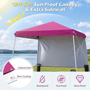 9 ft x 9 ft, Pop Up Canopy Tent with 8 Ground Stakes 4 Wind Ropes and Carry Bag, for Outdoor Party-Pink view 6