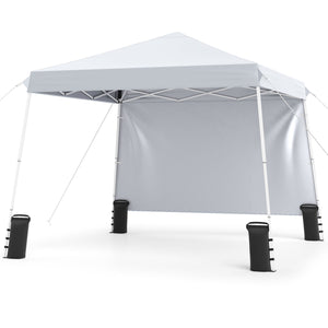 9 ft x 9 ft, Pop Up Canopy Tent with 8 Ground Stakes 4 Wind Ropes and Carry Bag, for Outdoor Party-White