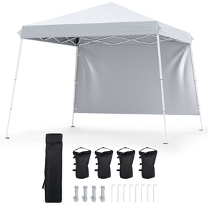 9 ft x 9 ft, Pop Up Canopy Tent with 8 Ground Stakes 4 Wind Ropes and Carry Bag, for Outdoor Party-White view 4