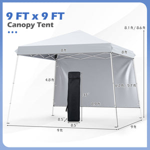 9 ft x 9 ft, Pop Up Canopy Tent with 8 Ground Stakes 4 Wind Ropes and Carry Bag, for Outdoor Party-White view 5