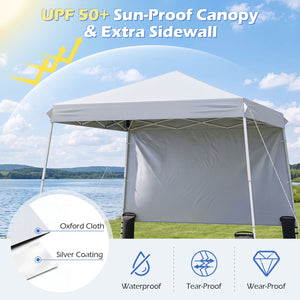 9 ft x 9 ft, Pop Up Canopy Tent with 8 Ground Stakes 4 Wind Ropes and Carry Bag, for Outdoor Party-White view 6