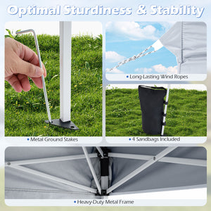 9 ft x 9 ft, Pop Up Canopy Tent with 8 Ground Stakes 4 Wind Ropes and Carry Bag, for Outdoor Party-White view 8