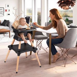 9-in-1 Convertible High Chair with Solid Wood Legs for Babies and Toddlers-Black view 2