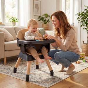 9-in-1 Convertible High Chair with Solid Wood Legs for Babies and Toddlers-Black view 3