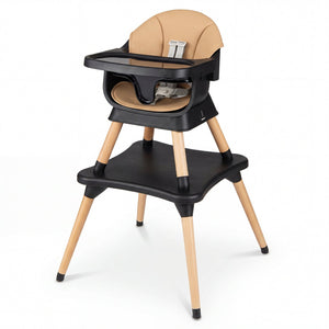 9-in-1 Convertible High Chair with Solid Wood Legs for Babies and Toddlers-Black view 4